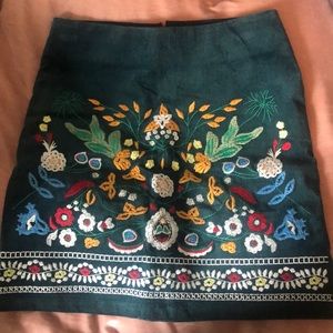 Embroidered corduroy skirt
